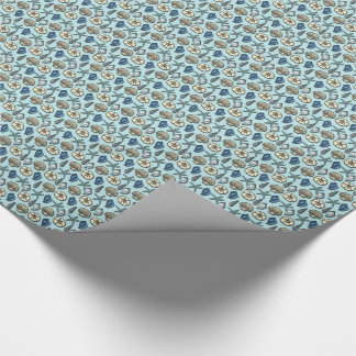 Pretty Blue Shell Starfish Sea Pattern Wrapping Paper