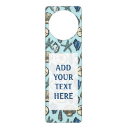 Pretty Blue Shell Starfish Sea Pattern Your Text Door Hanger