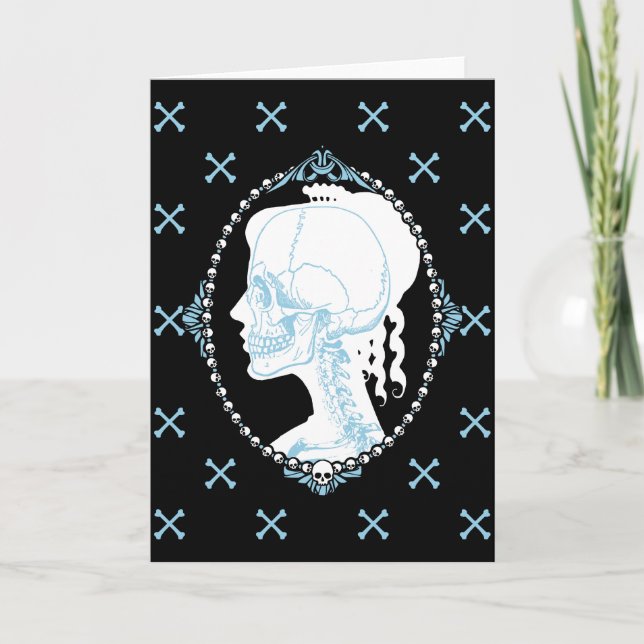 Pretty Blue Skull Cameo Card (Front)