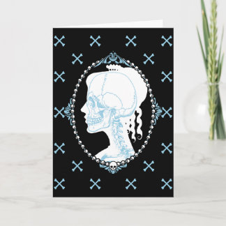 Pretty Blue Skull Cameo Card