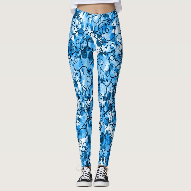 Pretty Blue Skulls Leggings (Front)