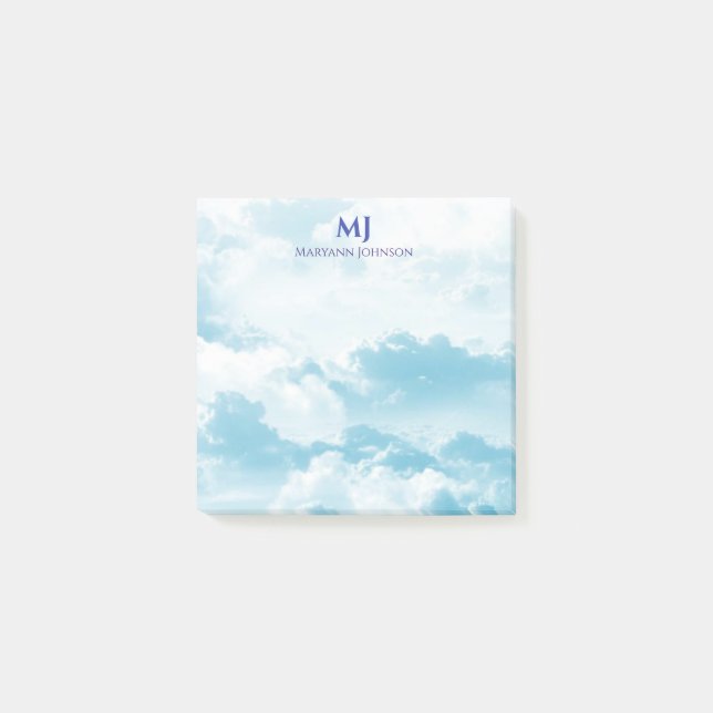 Pretty Blue Sky with Clouds Personalized Post-it Notes (Front)