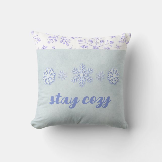 Pretty Blue Snowflake Pillow (Front)