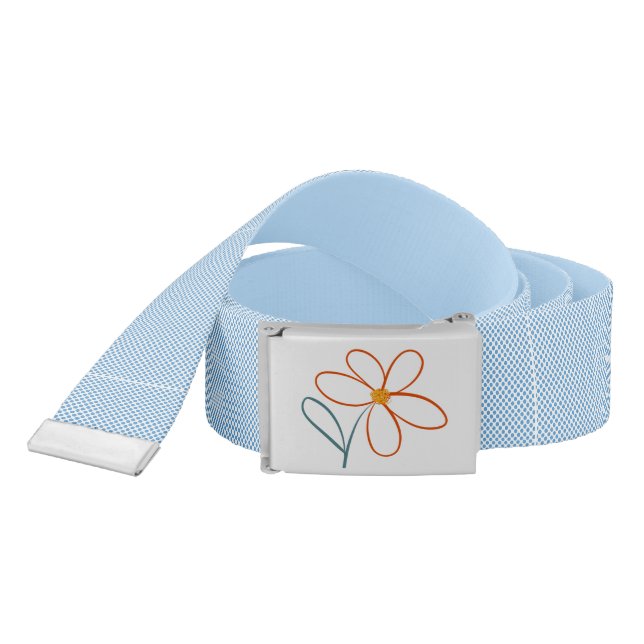Pretty blue spot belt with sweet daisy buckle (Snake)