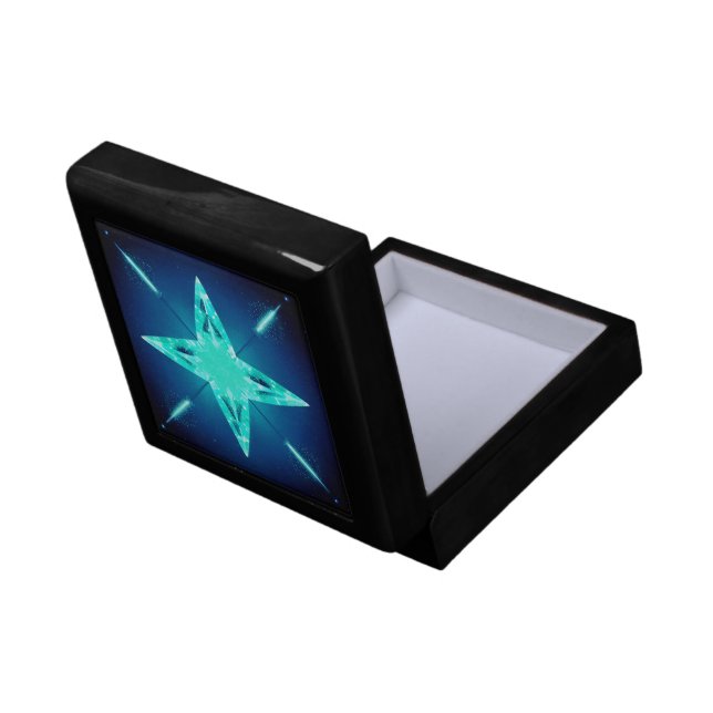 Pretty Blue Star Keepsake Box (Back Open)