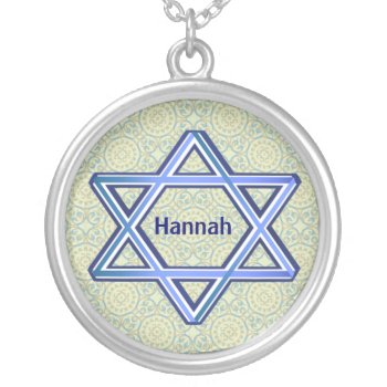 Pretty Blue Star Of David Necklace by Hannahscloset at Zazzle