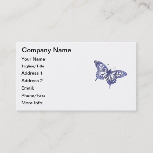 Hex Tiles Mosaic Butterfly in Blue Business Card Templates