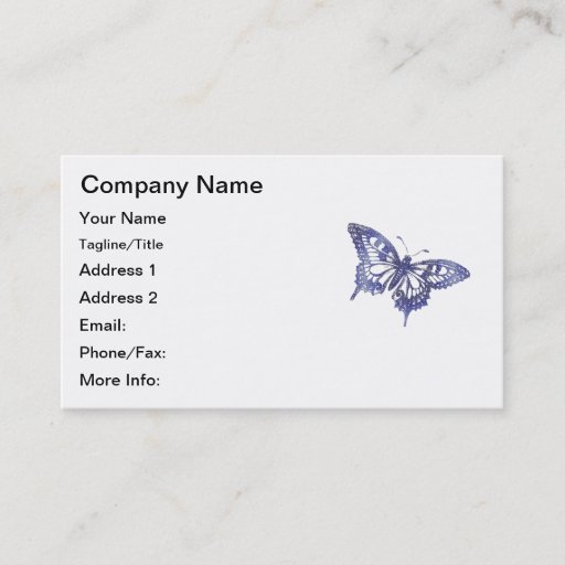 Customizable Hex Tiles Mosaic Butterfly in Blue Business Card Templates