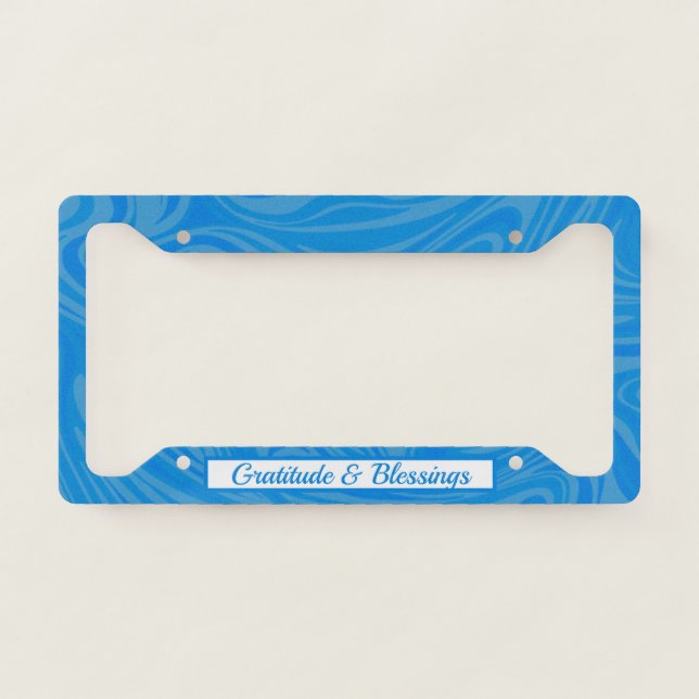 Pretty Blue Swirl Abstract Design Personalized License Plate Frame (Front)