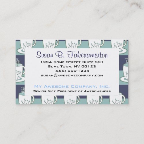 Pretty Blue Teacups Print Business Card Template