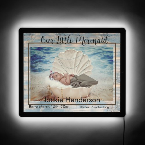 Pretty Blue W Custom Photo Announcement  LED Sign