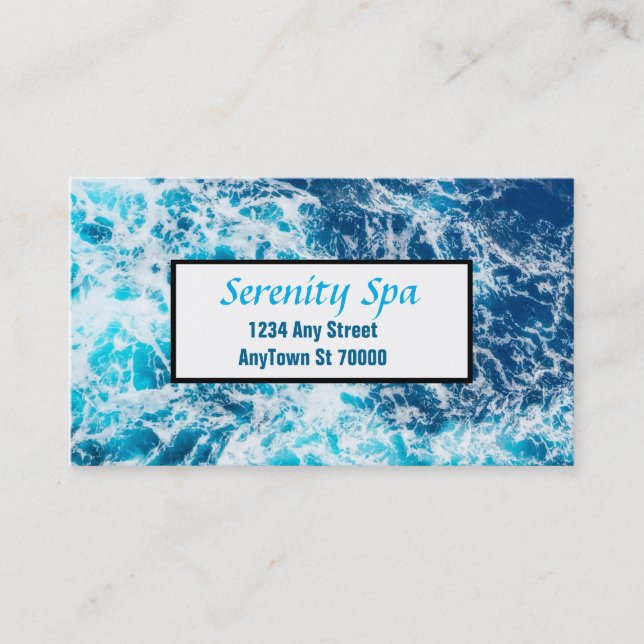 pretty blue water spa business card custom (Front)
