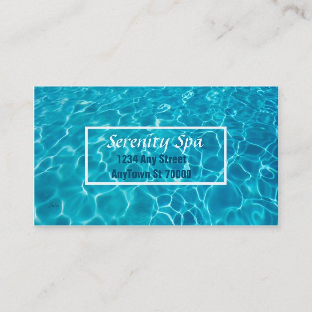 pretty blue water spa business card custom (Front)