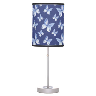 Pretty Blue Watercolor Butterfly Pattern Table Lamp
