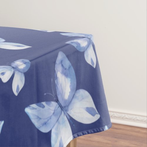 Pretty Blue Watercolor Butterfly Pattern Tablecloth