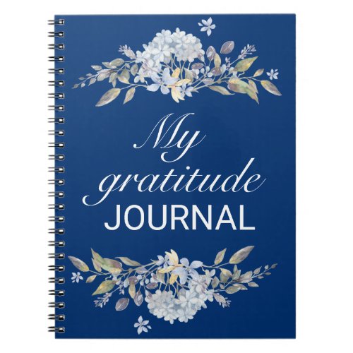 Pretty Blue Watercolor Floral Gratitude Journal