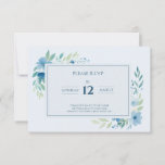 Pretty Blue Watercolor Floral RSVP Response Card