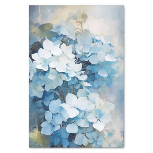 Pretty Blue Watercolor Hydrangea Decoupage Tissue Paper