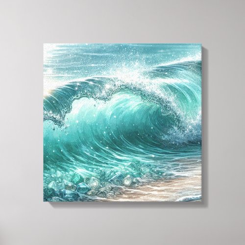 Pretty Blue Wave with Sparkles  Canvas Print