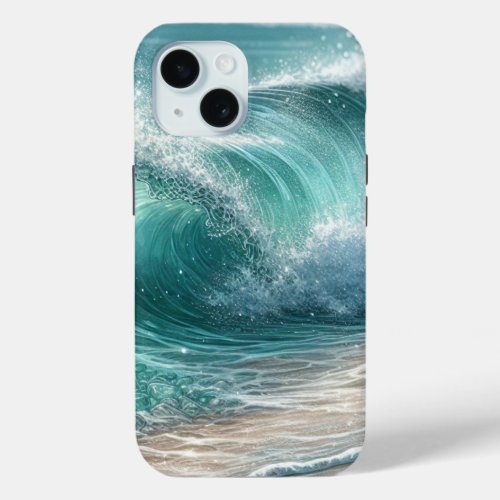 Pretty Blue Wave with Sparkles iPhone 15 Case