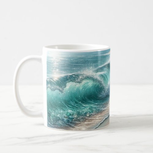 Pretty Blue Wave with Sparkles Coffee Mug