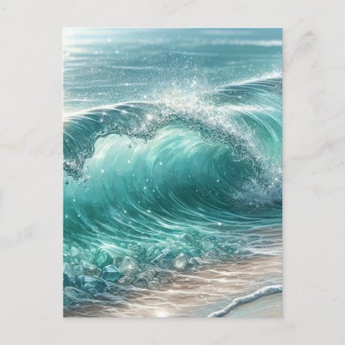 Pretty Blue Wave with Sparkles Postcard