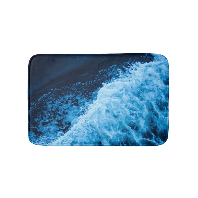 Pretty Blue Waves Bath Mat (Front)