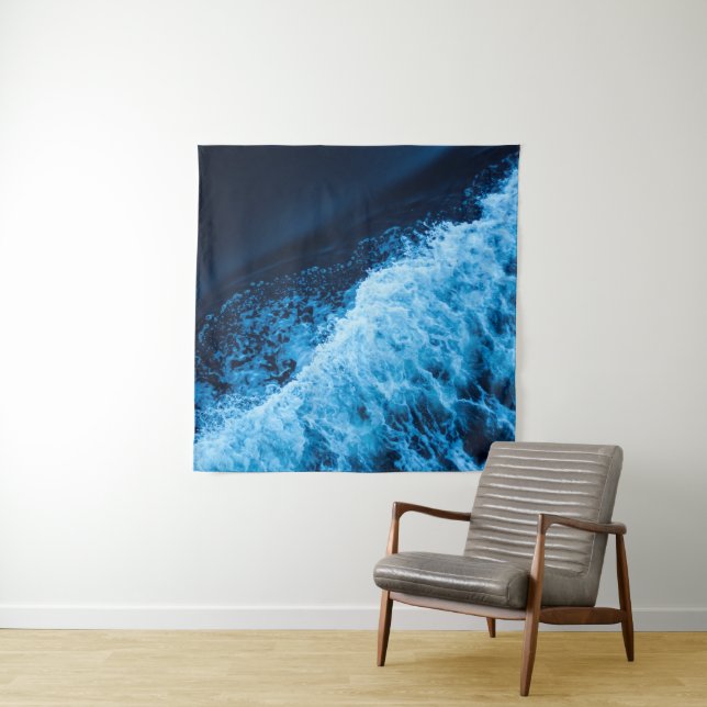 Pretty Blue Waves Tapestry (In Situ)