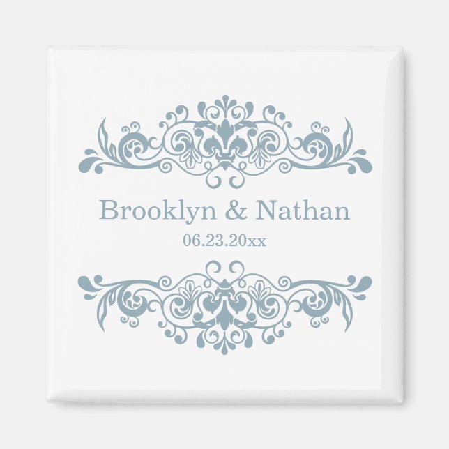 Pretty Blue Wedding Favor Magnet (Front)