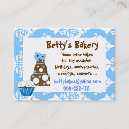 Pretty blue, white, and brown Business Card