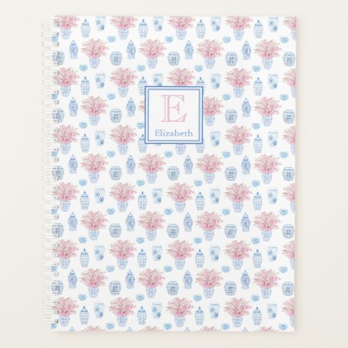 Pretty Blue White And Pink Ginger Jar Home School Planner