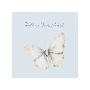 Pretty Blue White Butterfly   Metal Print