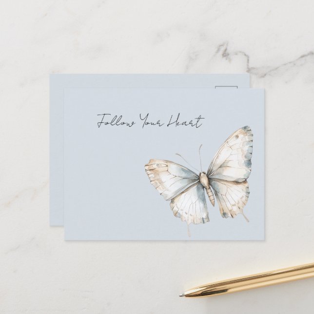 Pretty Blue White Butterfly   Postcard (Front/Back In Situ)