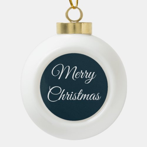 Pretty Blue  White Ceramic Ball Christmas Ornament