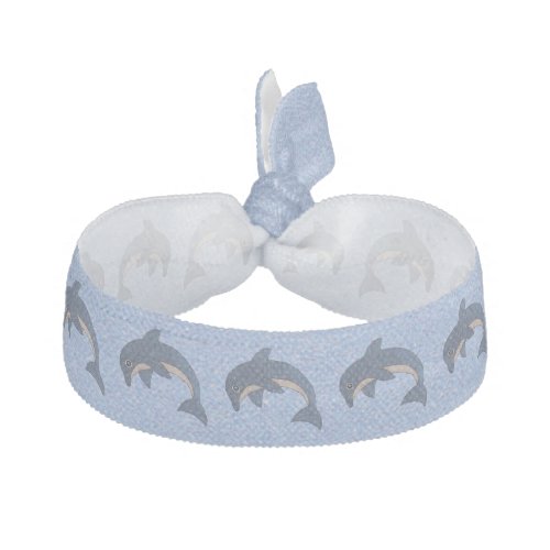 Pretty Blue White Dolphins Jumping on Light Blue Ribbon Hair Tie