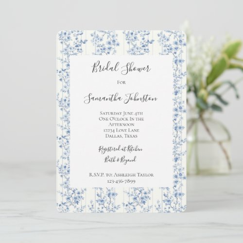 Pretty Blue White Floral Bridal Shower 