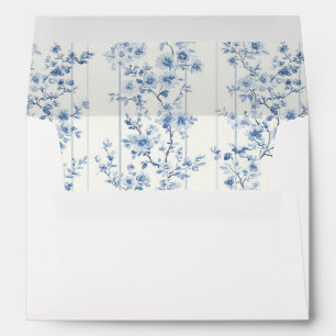 Pretty Blue White Floral Wedding Envelope