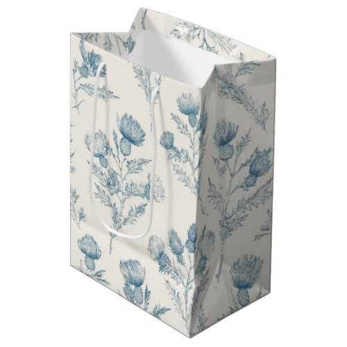 Pretty Blue White Floral Wedding Medium Gift Bag