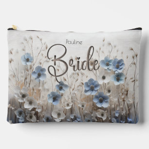 Pretty Blue/White Flower Garden Bride  Accessory Pouch
