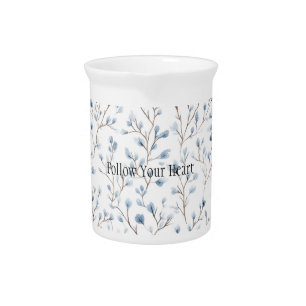 Pretty Blue White Flowers  Beverage Pitcher