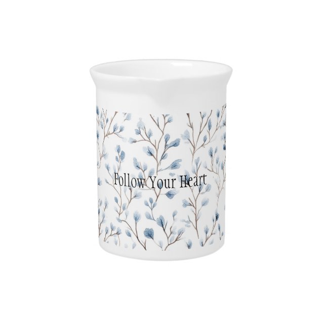 Pretty Blue White Flowers  Beverage Pitcher (Front)
