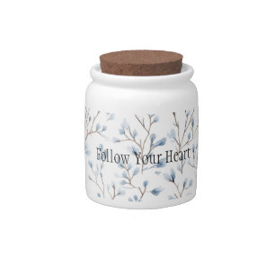 Pretty Blue White Flowers Candy Jar