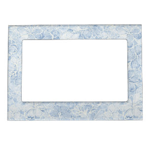 Pretty Blue White Flowers   Magnetic Frame