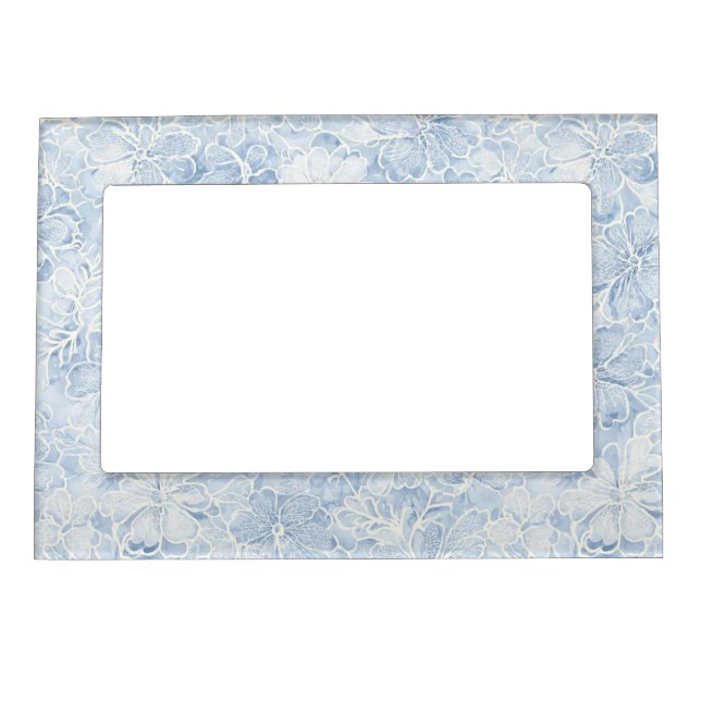 Pretty Blue White Flowers   Magnetic Frame (Front)