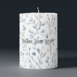 Pretty Blue White Flowers  Pillar Candle<br><div class="desc">Pretty Blue White Flowers</div>
