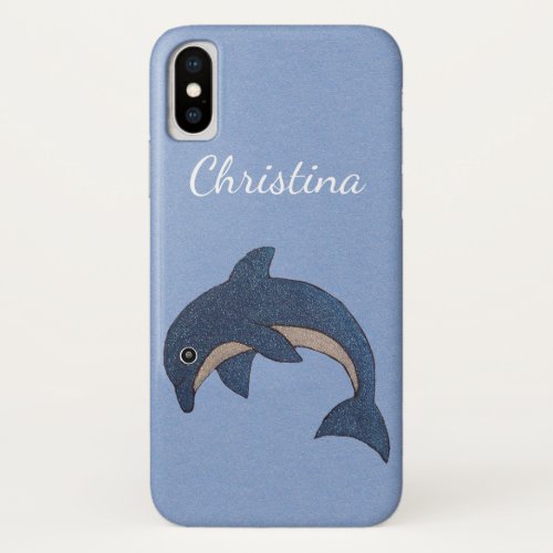 Pretty Blue White Ocean Dolphin Jumping Position iPhone X Case