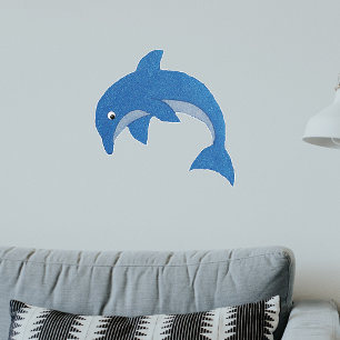 Pretty Blue White Sparkle Jumping Dolphin Wall Decal