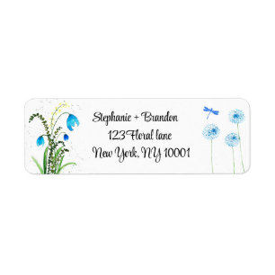 Pretty Blue Wildflower Wedding Return Address Label