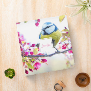 Pretty Blue & Yellow Bird on a Branch Photograph 3 Ring Binder