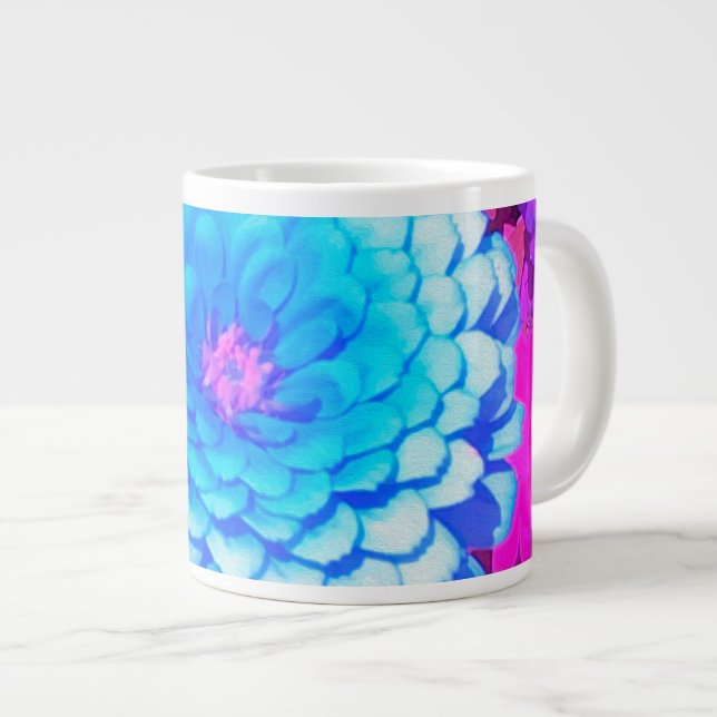 Pretty Blue Zinnia in the Purple Summer Garden Giant Coffee Mug (Front Right)